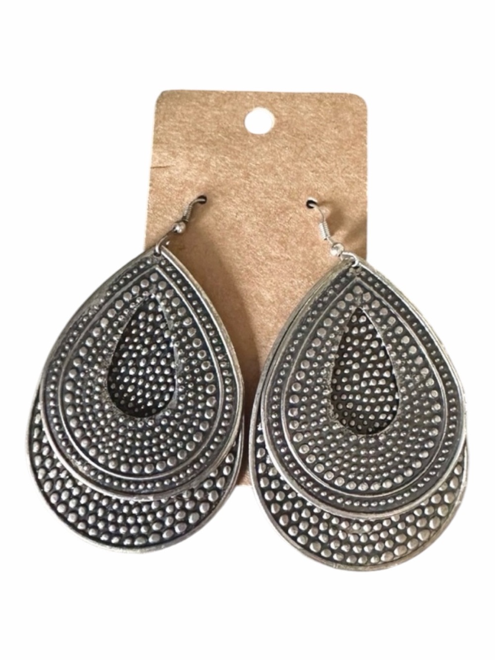 Silver Teardrop Dangle Earrings - Silver